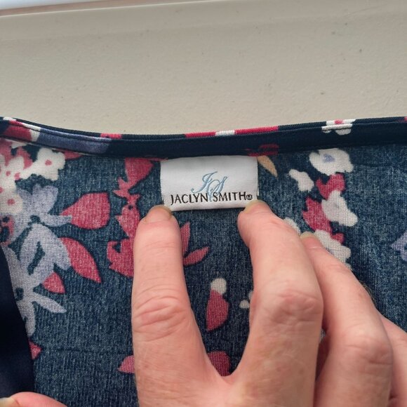 Jaclyn Smith Y2K‎ Floral Babydoll Tunic Top Medium Navy - Picture 9 of 11